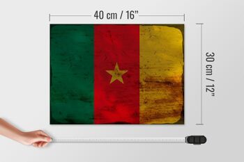 Panneau en bois drapeau Cameroun 40x30cm Drapeau du Cameroun signe rouille 3