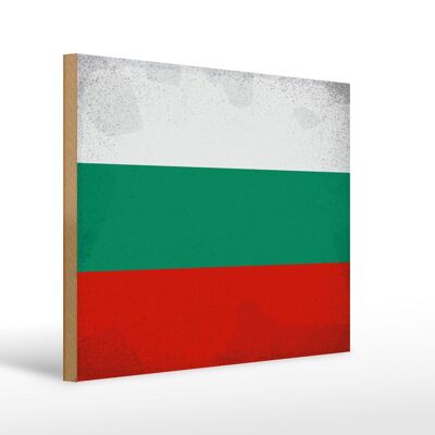 Holzschild Flagge Bulgarien 40x30cm Flag Bulgaria Vintage Schild
