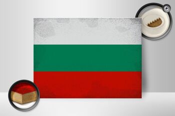 Panneau en bois drapeau Bulgarie 40x30cm Drapeau Bulgarie signe vintage 2