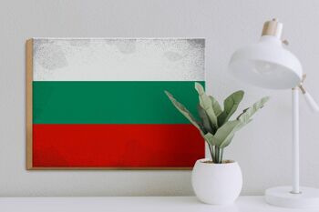 Panneau en bois drapeau Bulgarie 40x30cm Drapeau Bulgarie signe vintage 3