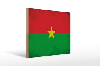 Panneau en bois drapeau Burkina Faso 40x30cm drapeau panneau décoratif en bois vintage 1