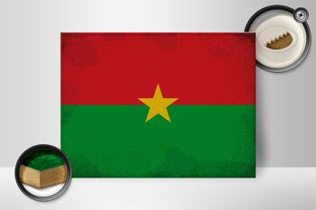 Panneau en bois drapeau Burkina Faso 40x30cm drapeau panneau décoratif en bois vintage 2