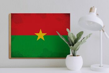 Panneau en bois drapeau Burkina Faso 40x30cm drapeau panneau décoratif en bois vintage 3