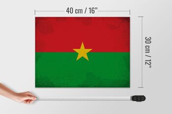 Panneau en bois drapeau Burkina Faso 40x30cm drapeau panneau décoratif en bois vintage 4