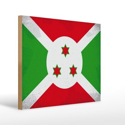 Panneau en bois drapeau Burundi 40x30cm Drapeau du Burundi panneau vintage