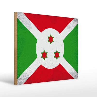 Holzschild Flagge Burundi 40x30cm Flag of Burundi Vintage Schild