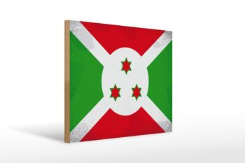 Panneau en bois drapeau Burundi 40x30cm Drapeau du Burundi panneau vintage 1