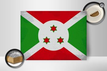 Panneau en bois drapeau Burundi 40x30cm Drapeau du Burundi panneau vintage 2