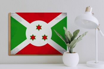 Panneau en bois drapeau Burundi 40x30cm Drapeau du Burundi panneau vintage 3
