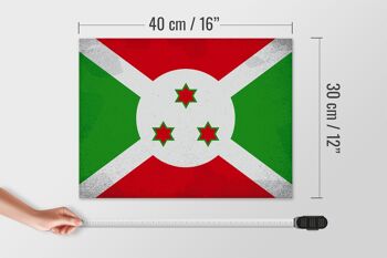 Panneau en bois drapeau Burundi 40x30cm Drapeau du Burundi panneau vintage 4
