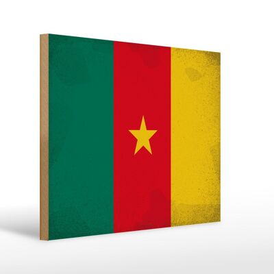 Cartello in legno bandiera Camerun 40x30 cm Cartello vintage bandiera del Camerun