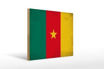 Panneau en bois drapeau Cameroun 40x30cm Drapeau du Cameroun signe vintage 1