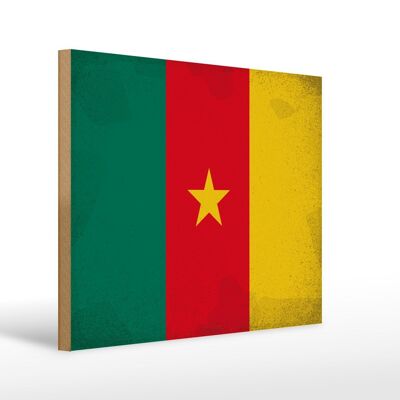 Holzschild Flagge Kamerun 40x30cm Flag of Cameroon Vintage Schild