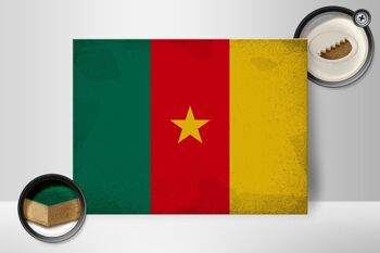 Panneau en bois drapeau Cameroun 40x30cm Drapeau du Cameroun signe vintage 2