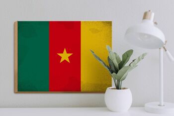 Panneau en bois drapeau Cameroun 40x30cm Drapeau du Cameroun signe vintage 3