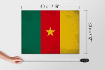 Panneau en bois drapeau Cameroun 40x30cm Drapeau du Cameroun signe vintage 4