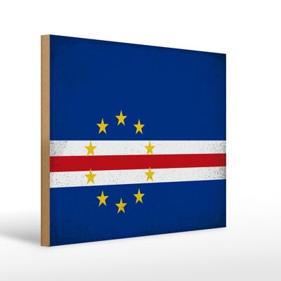 Cartello in legno bandiera Capo Verde 40x30 cm Cartello decorativo vintage Capo Verde