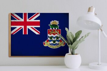 Panneau en bois drapeau des îles caïmans, 40x30cm, panneau décoratif Vintage 3
