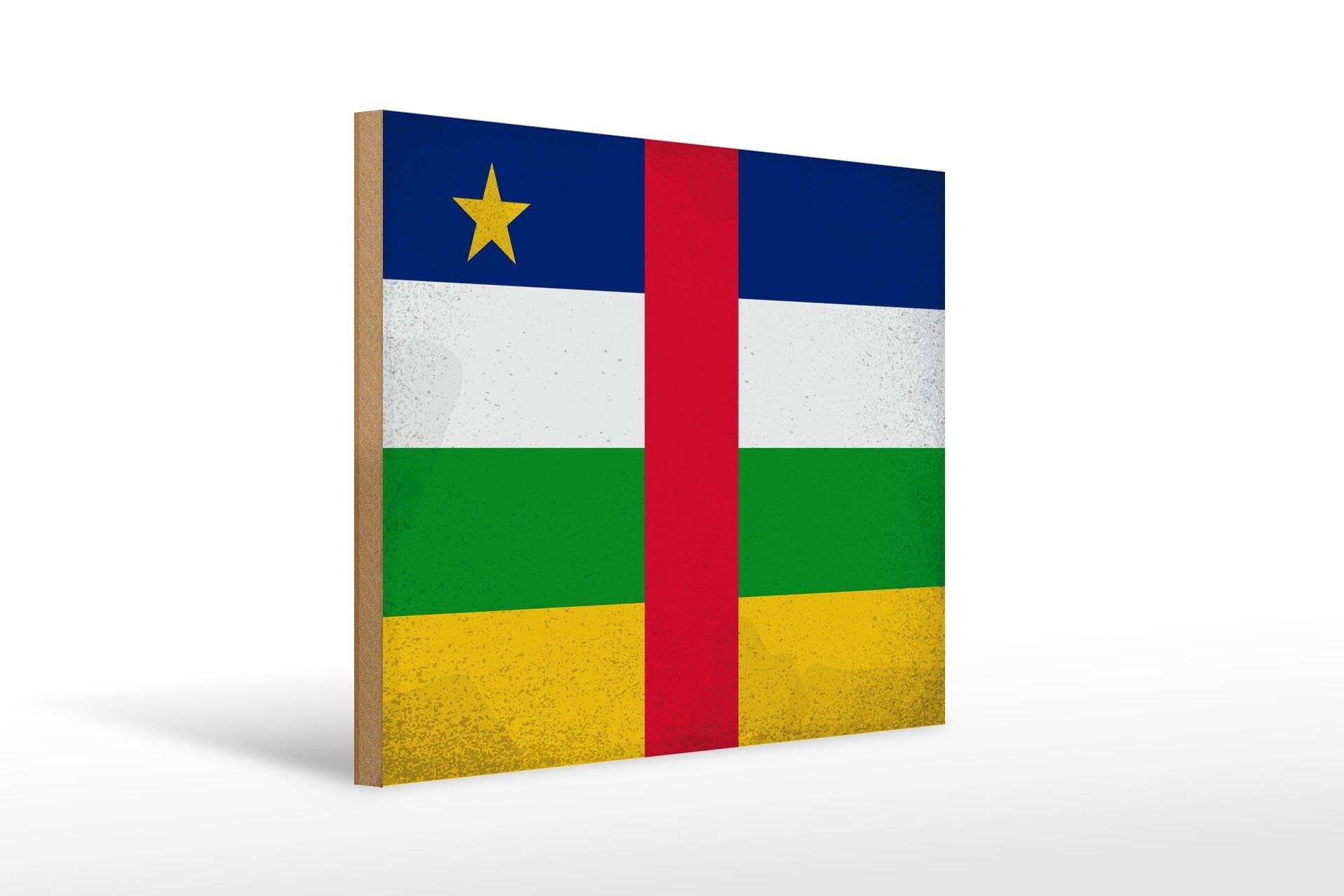 Panneau en bois drapeau République Centrafricaine 40x30cm VI bouclier