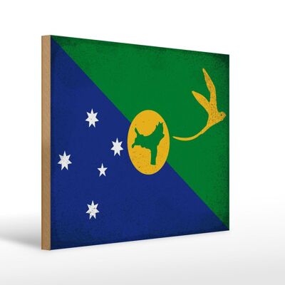Cartello in legno bandiera Isola di Natale 40x30 cm bandiera cartello decorativo vintage
