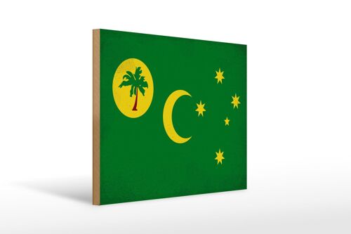 Holzschild Flagge Kokosinseln 40x30cm Cocos Island Vintage Schild