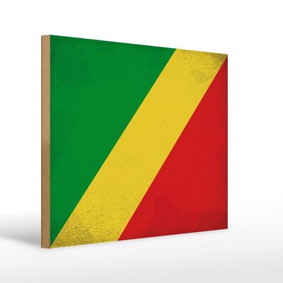 Holzschild Flagge Kongo 40x30cm Flag of the Congo Vintage Schild