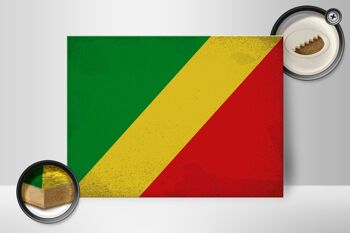 Panneau en bois drapeau Congo 40x30cm Drapeau du Congo panneau vintage 2