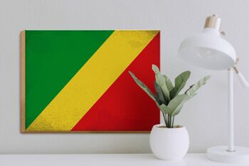 Panneau en bois drapeau Congo 40x30cm Drapeau du Congo panneau vintage 3