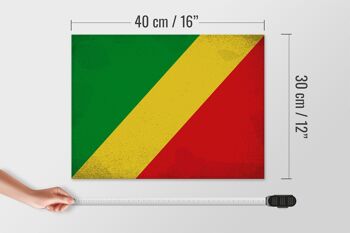 Panneau en bois drapeau Congo 40x30cm Drapeau du Congo panneau vintage 4