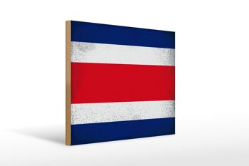 Panneau en bois drapeau Costa Rica 40x30cm panneau décoratif vintage Costa Rica 1