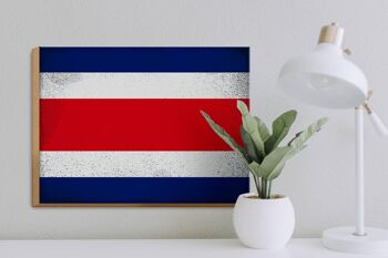 Panneau en bois drapeau Costa Rica 40x30cm panneau décoratif vintage Costa Rica 3