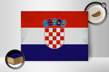Panneau en bois drapeau Croatie 40x30cm Drapeau de Croatie signe vintage 2