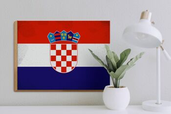 Panneau en bois drapeau Croatie 40x30cm Drapeau de Croatie signe vintage 3