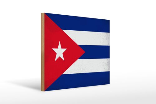 Holzschild Flagge Kuba 40x30cm Flag of Cuba Vintage Deko Schild