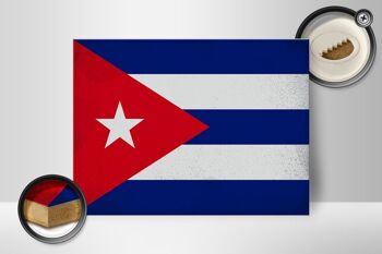 Panneau en bois drapeau Cuba 40x30cm Drapeau de Cuba signe décoratif vintage 2
