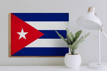 Panneau en bois drapeau Cuba 40x30cm Drapeau de Cuba signe décoratif vintage 3