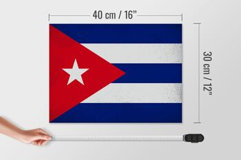 Panneau en bois drapeau Cuba 40x30cm Drapeau de Cuba signe décoratif vintage 4