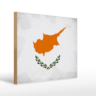 Panneau en bois drapeau Chypre 40x30cm Drapeau de Chypre panneau décoratif vintage