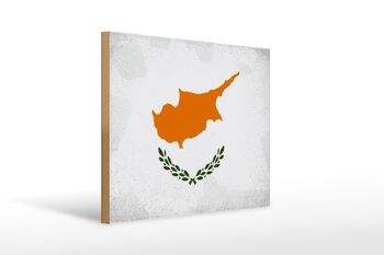 Panneau en bois drapeau Chypre 40x30cm Drapeau de Chypre panneau décoratif vintage 1