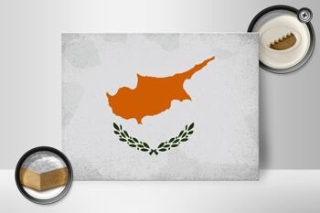 Panneau en bois drapeau Chypre 40x30cm Drapeau de Chypre panneau décoratif vintage 2