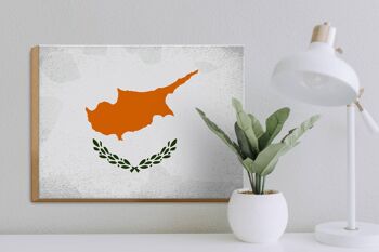 Panneau en bois drapeau Chypre 40x30cm Drapeau de Chypre panneau décoratif vintage 3
