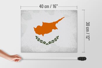 Panneau en bois drapeau Chypre 40x30cm Drapeau de Chypre panneau décoratif vintage 4