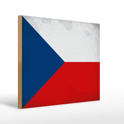 Cartel de madera bandera República Checa 40x30cm Cartel vintage de República Checa