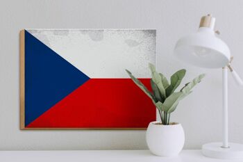 Panneau en bois drapeau République tchèque 40x30cm Panneau vintage République tchèque 3