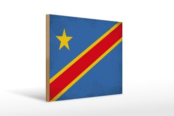 Panneau en bois drapeau RD Congo 40x30cm Drapeau Congo signe décoratif vintage 1