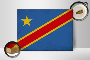 Panneau en bois drapeau RD Congo 40x30cm Drapeau Congo signe décoratif vintage 2