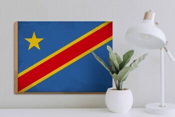 Panneau en bois drapeau RD Congo 40x30cm Drapeau Congo signe décoratif vintage 3