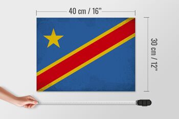 Panneau en bois drapeau RD Congo 40x30cm Drapeau Congo signe décoratif vintage 4