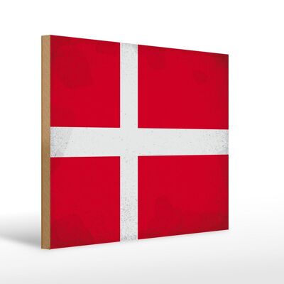 Holzschild Flagge Dänemark 40x30cm Flag of Denmark VintageSchild