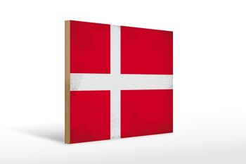 Panneau en bois drapeau Danemark 40x30cm Drapeau du Danemark signe vintage 1